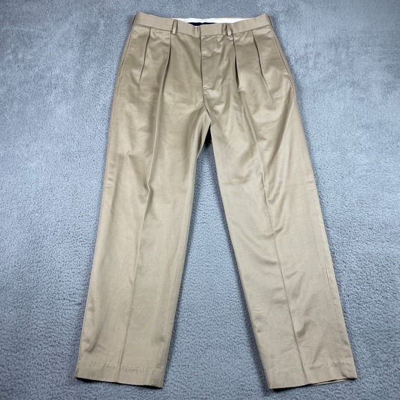 Polo by Ralph Lauren Other - VTG Polo Ralph Lauren Double Pleated Chino Pants Mens 36R (Fits 34x31) Tan Khaki